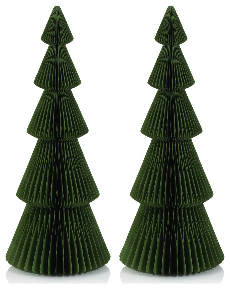 Miriam 24" Paper Decorative Alpina Trees- Light Green, Set of 2