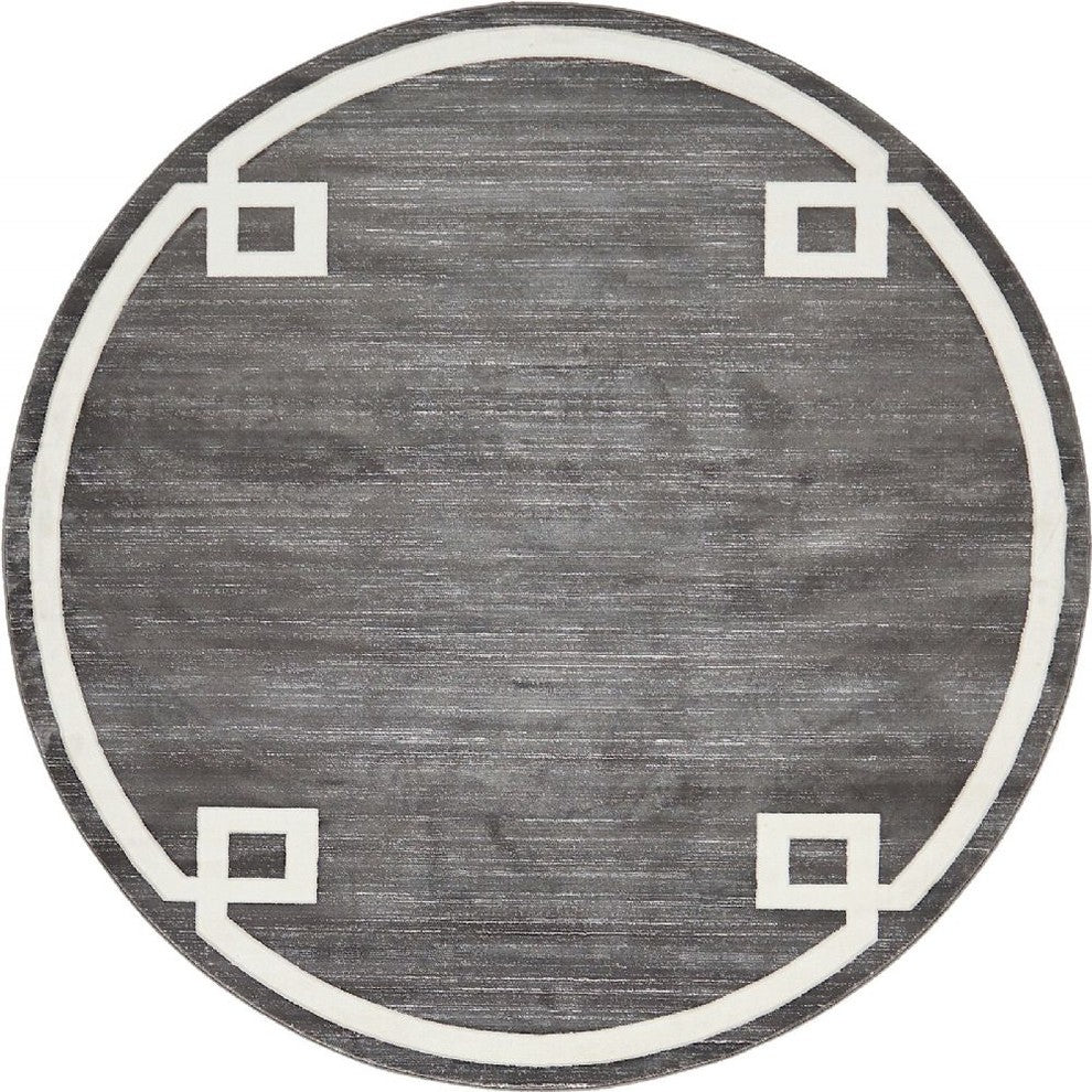 Contemporary Heights 8' Round Charcoal Area Rug