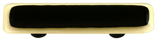 Art Glass Rectangle Bordered Pull, Black Post, French Vanilla Border Black