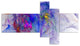 Blue Mystic Psychedelic Texture, Abstract Art on Canvas, 60"x32", 5 panels
