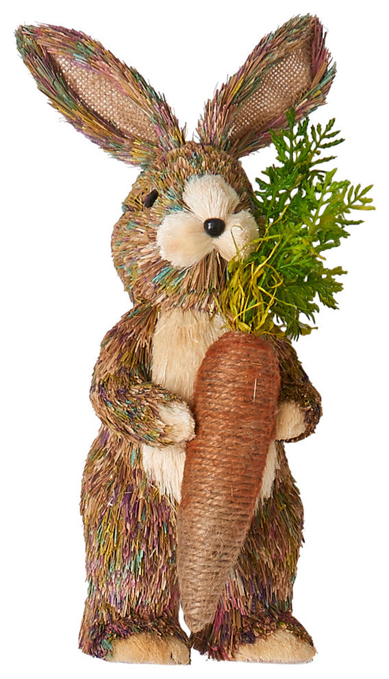 Standing Straw Rabbit With Carrot, 12"