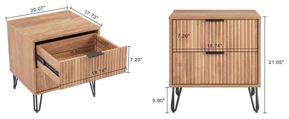 Manhattan Comfort Dumbo Nightstand, Golden Brown