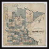 "Minnesota Township Map" Framed Painting Print, 32x32