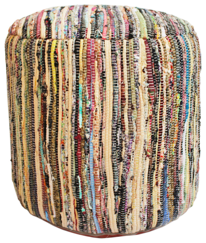 Zarina Colorful Sari Rug Pouf Ottoman