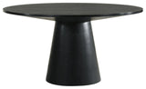Jasper White 59"W Contemporary Round Dining Table with Pedestal Base, Ebony Black