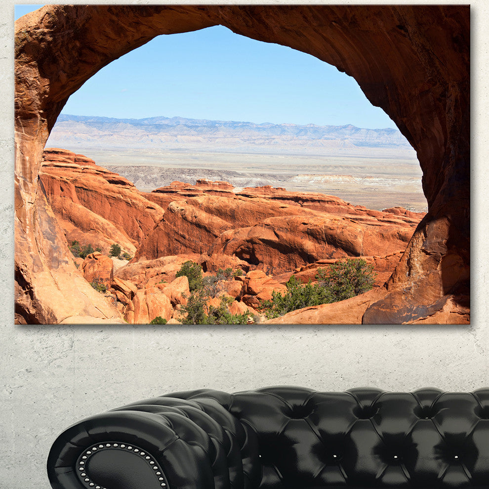 Huge Arch into Rocky Terrains, Landscape Canvas Art Print, 40"x30"
