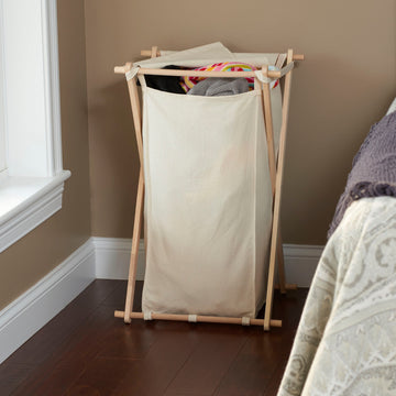 X-Frame Wood Laundry Hamper, Single
