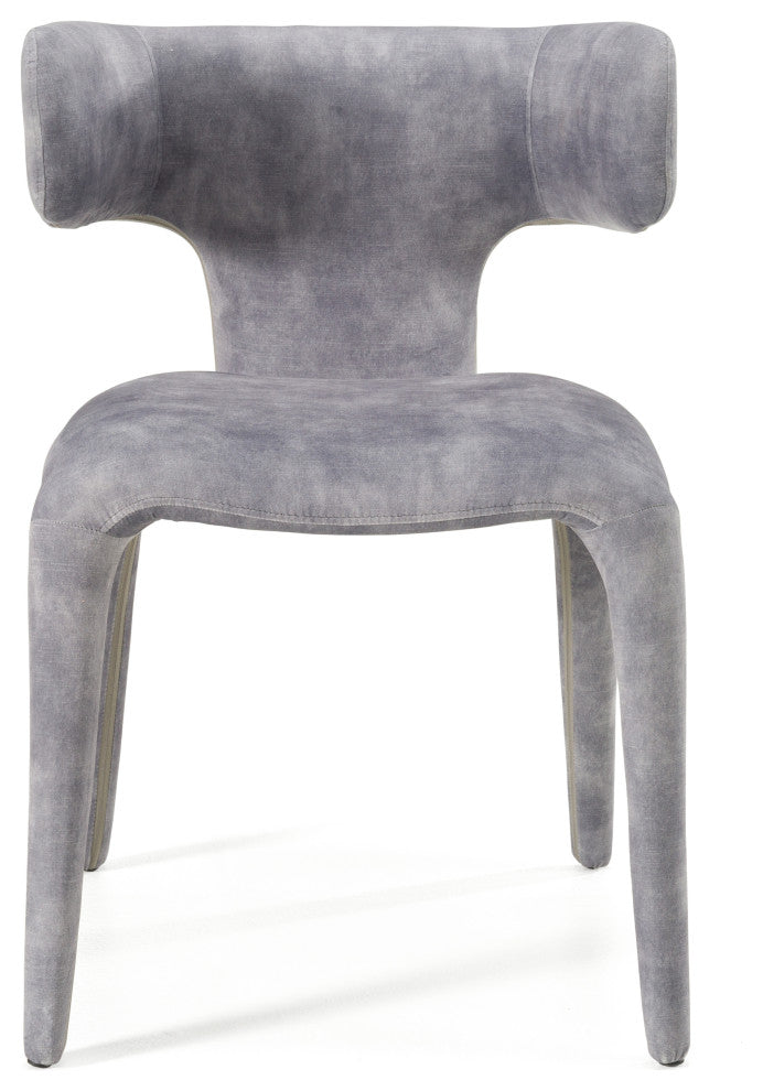 Modrest Saehee Modern Grey-Blue Velvet Dining Chair
