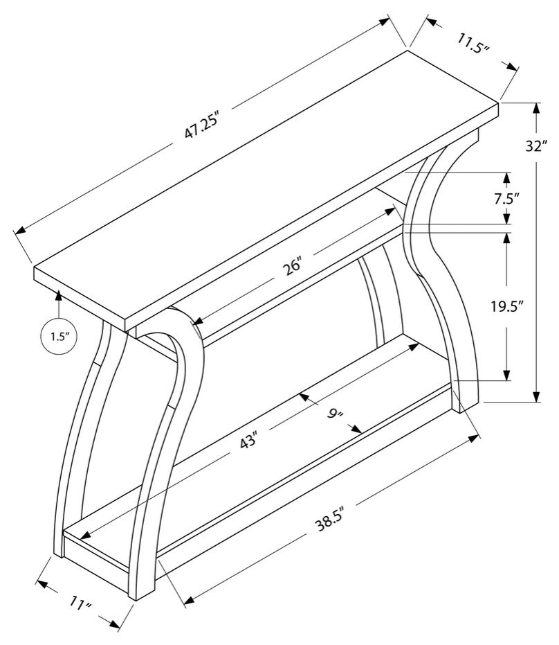 47" White Floor Shelf Console Table With Storage