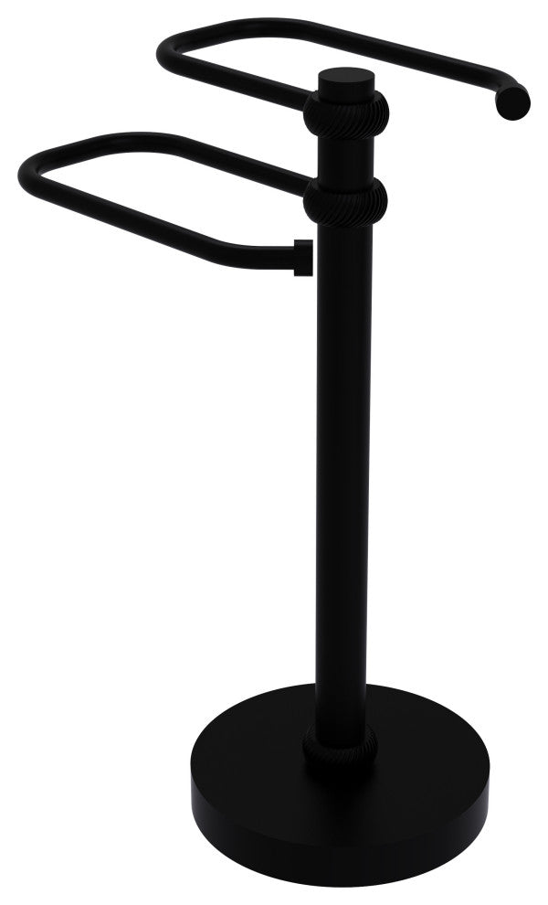 Free Standing Two Arm Guest Towel Holder, Matte Black