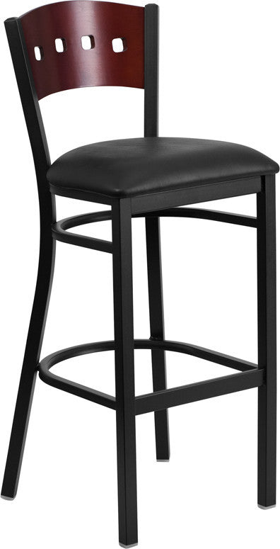 Metal Restaurant Barstool, Black