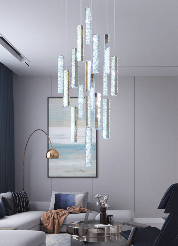 Santa Margherita Ligure | Creative Gold LED Crystal Chandelier, 17 Lights, Cool Light