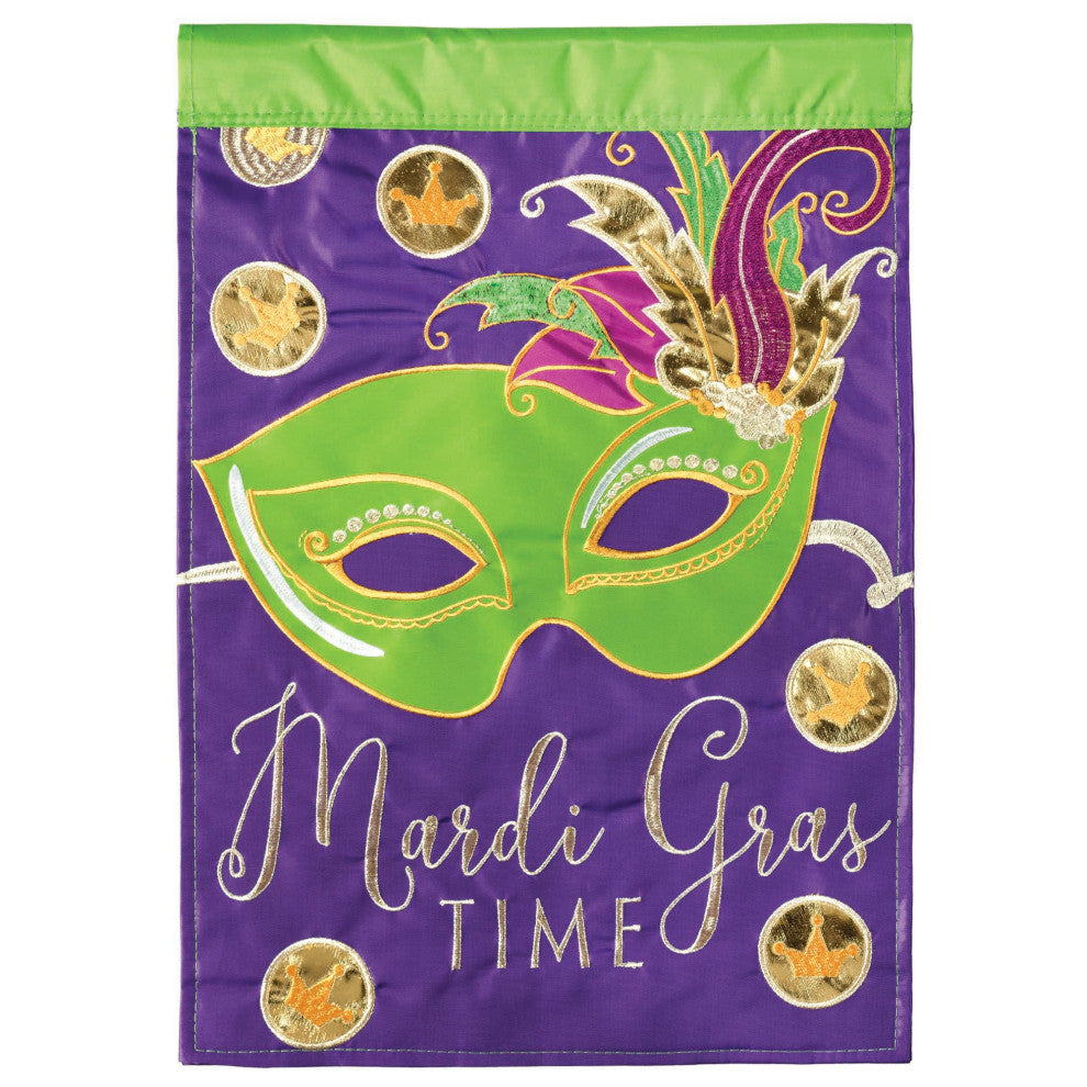 Flag  Double Applique  Mardi Gras Time Polyester Large