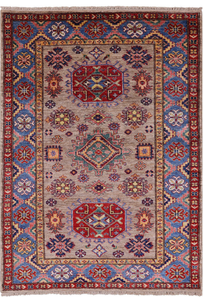 Handmade Super Kazak Wool Rug 4' 0" X 5' 7" Q7701