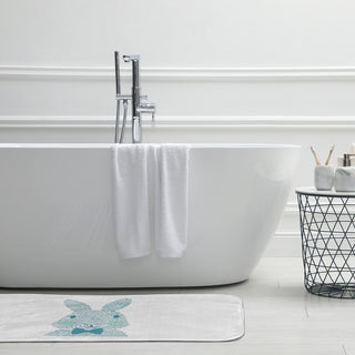 34" x 21" Monochrome Bunny Bathmat, Explorer Blue