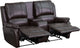 Modern 2-Seat Reclining Pillow Back Brown Leather Theater Seating