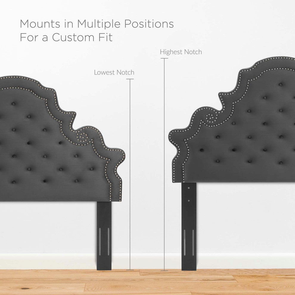 Diana Tufted Performance Velvet Twin Headboard Charcoal