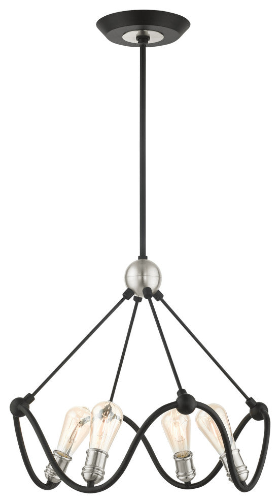 Textured Black With Brushed Nickel Accents, Contemporary, Industrial, Chandelier