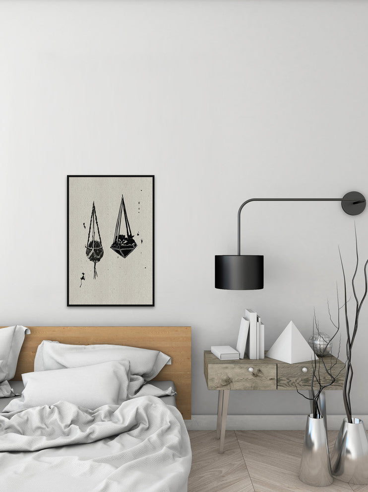 "Flower Sketsa" Floater Framed Painting Print on Canvas, 20"x30"