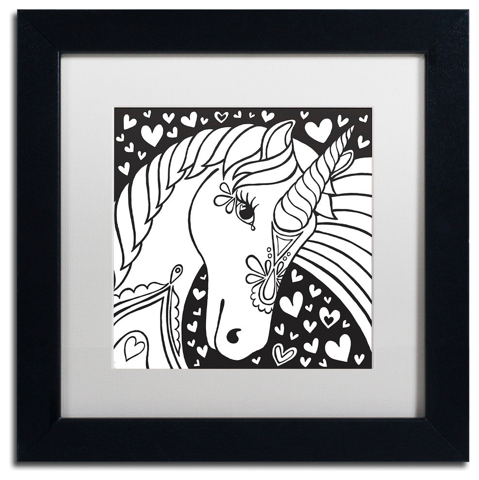 Hello Angel ''Sweet Unicorn'' Art, Black Frame, White Mat, 11x11