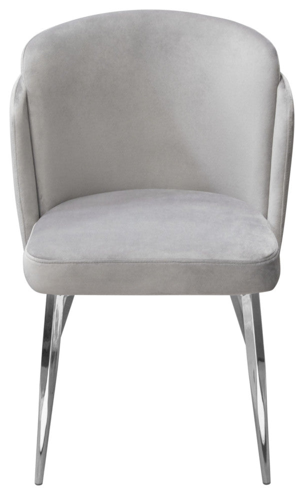 Grace 2 Dining Chairs With Chrome Legs, Gray Velvet