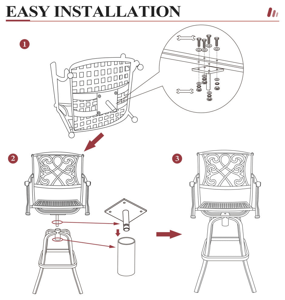 Crestlive Products Patio Counter Height Swivel Bar Stool , Red
