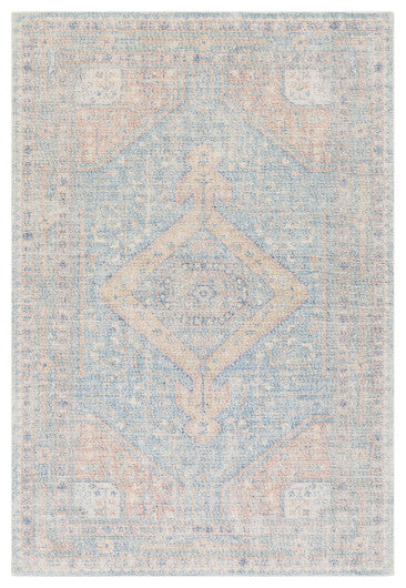 Surya Oregon ORG-2302 5'x7'6" Rug, Sky Blue/Navy/Peach/Bright Yellow/White