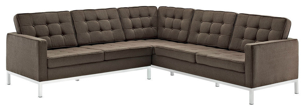 Modern Contemporary Living Room Wool L Shaped Sectional Sofa Chocolate