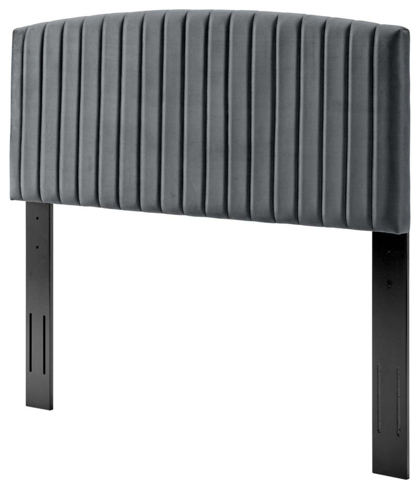 Headboard, Twin Size, Velvet, Dark Gray, Modern Contemporary, Bedroom