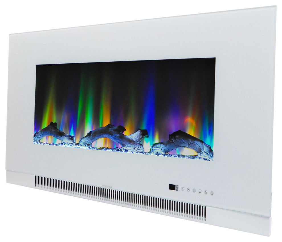42" Wall-Mount Electric Fireplace, White