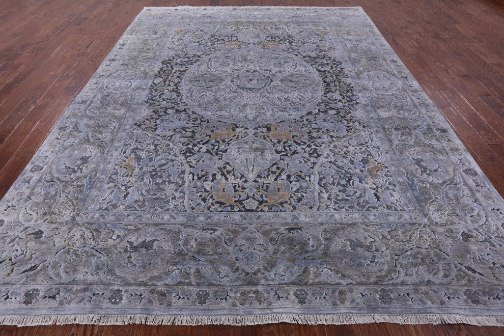Persian Hand-Knotted Wool and Silk Rug 9' 0" X 12' 4" Q9091