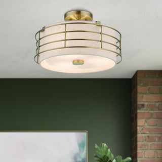 Blanchard 3-Light Antique Brass Large Semi-Flush