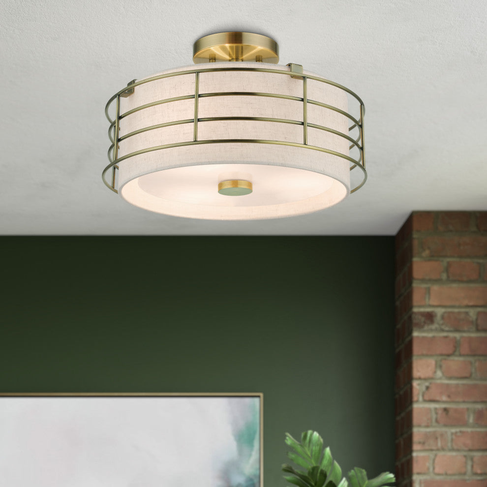 Blanchard 3-Light Antique Brass Large Semi-Flush