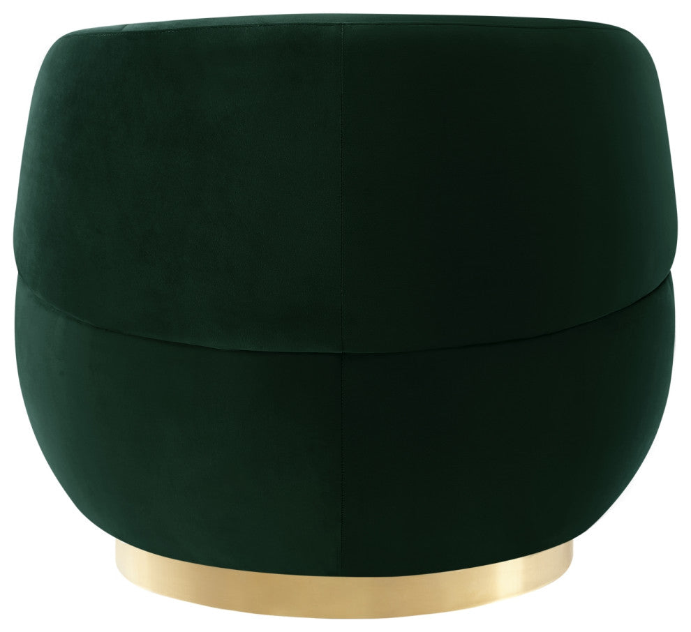 Inspired Home Shaniyah Accent Chair, Swivel, Hunter Green/Gold Velvet