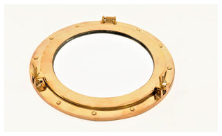 12" Silver Round Brass Framed Accent Mirror, Silver, 15" X 15" X 3", Classic