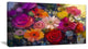 Bouquet of Rose Daisy and Gerbera, Large Floral Canvas Artwork, 32"x16"