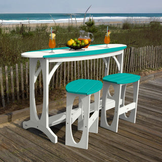 Shoreline 3-Piece Bar Height Balcony Set, White and Seaglass Blue