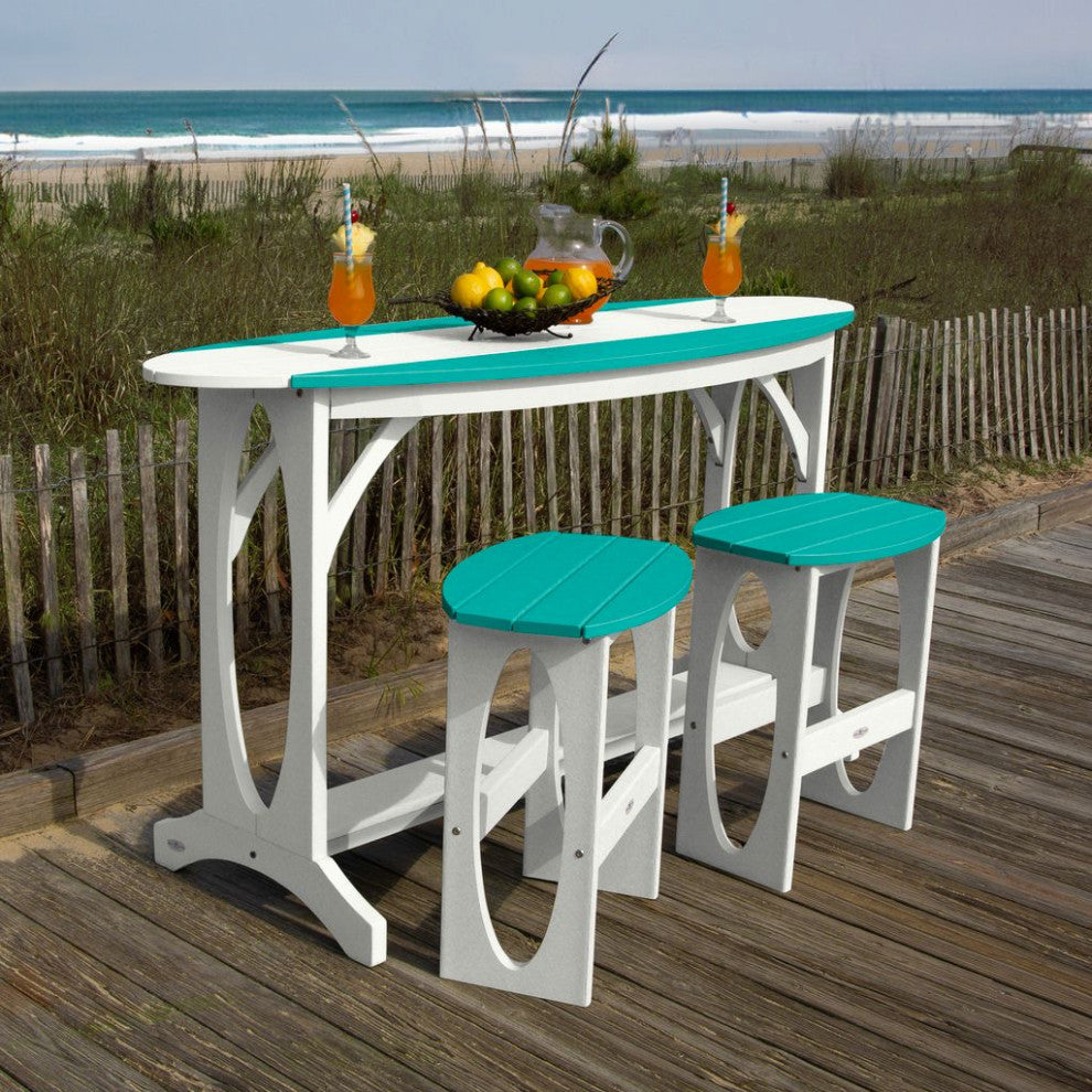 Shoreline 3-Piece Bar Height Balcony Set, White and Seaglass Blue