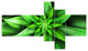 Exotic Green Flower Petals, Floral Canvas Art Print, 60"x32", 5 panels