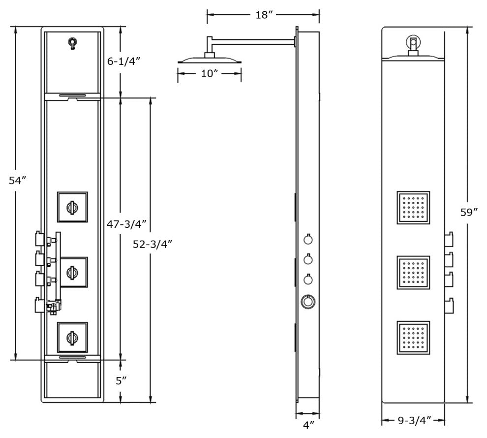 Blue Ocean 59"? Aluminum SPA8659 Thermostatic Shower Panel