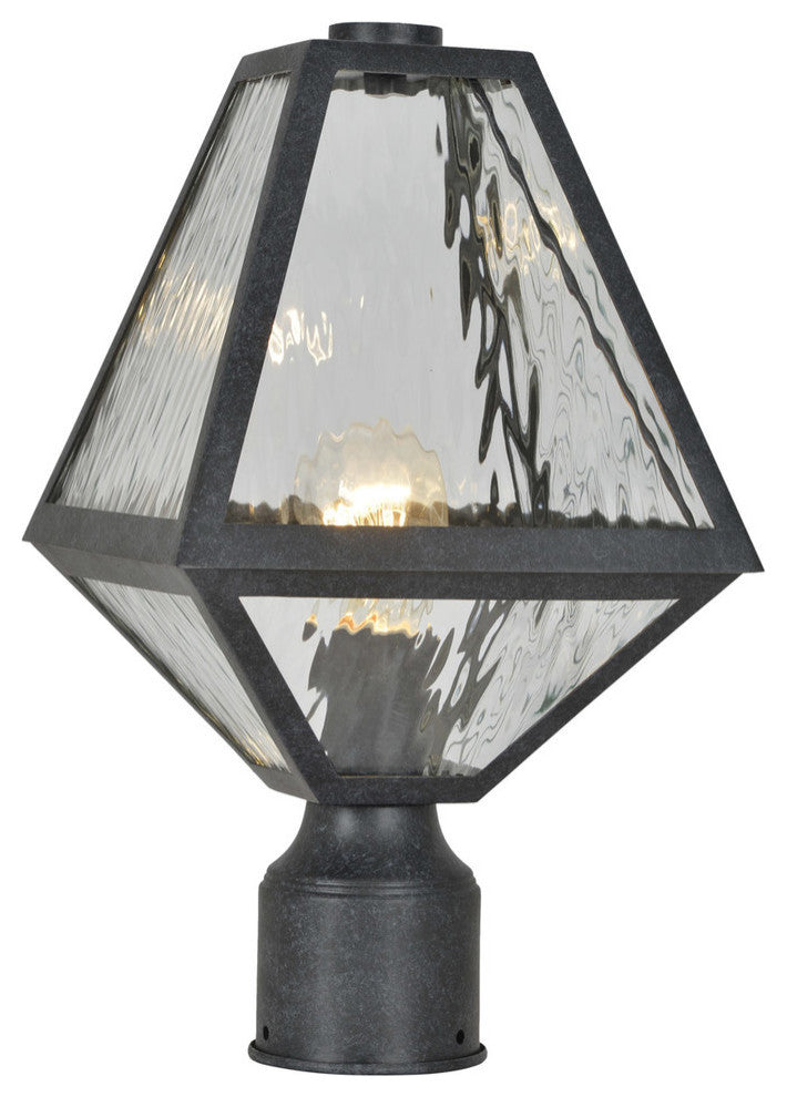 Crystorama Gla-9707-Wt-Bc  1 Light Black Charcoal Small Post