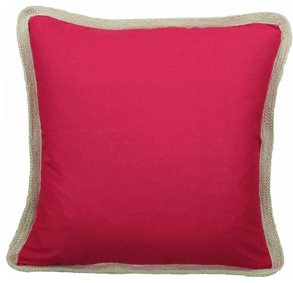 Square Jute Trimmed Pillow, Red