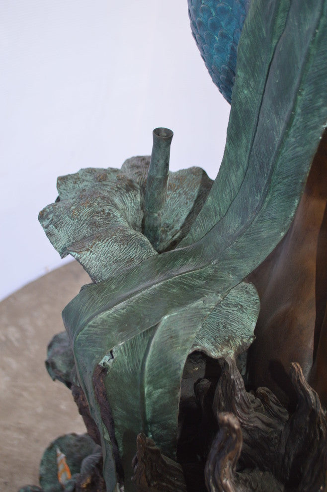 Mermaid Diving for a Pearl Fountain Bronze Statue -  Size: 34"L x 27"W x 93"H.