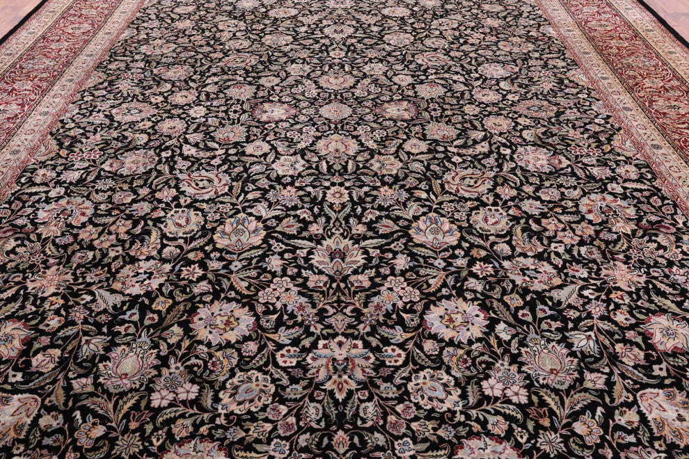 12' 2" X 16' 0" Fine Persian Kashan Handmade Wool Rug Q11345