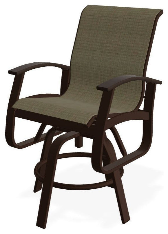 Belle Isle Sling Balcony Height Outdoor Swivel Chair, Elevation Stone/Kona