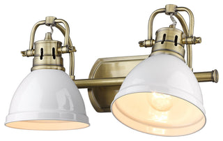 Duncan 2-Light Bath Vanity Light, Aged Brass, Matte White
