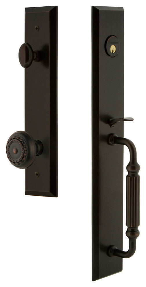 Fifth Avenue 1-Piece Dummy Handleset, F Grip and Parthenon Knob, 849581