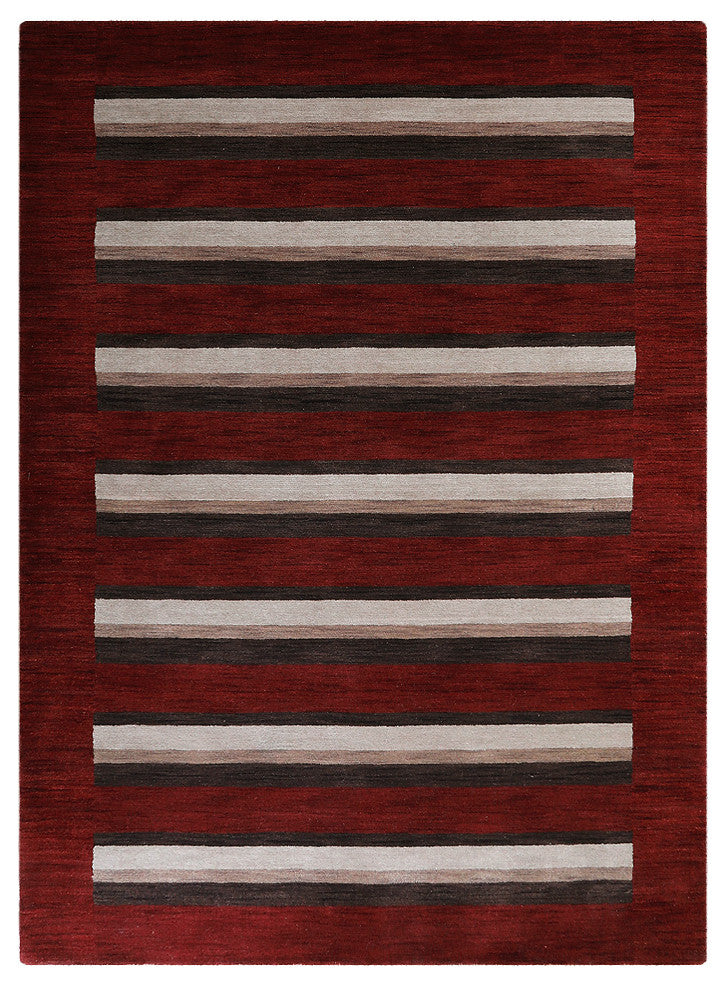 HAND KNOTTED LOOM WOOL ECO - FRIENDLY AREA RUGS - Red Brown,Contemporary