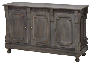 60" Solid Wood Dining Room 3 Door Sideboard Distressed Gray