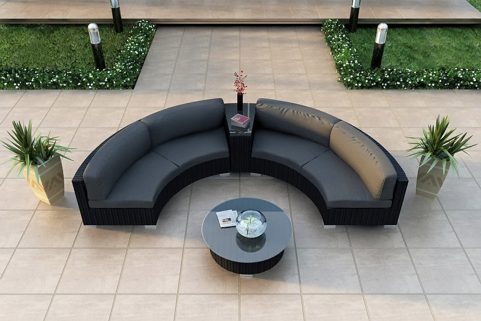 Urbana 4 Piece Curve Sectional Set, Canvas Charcoal